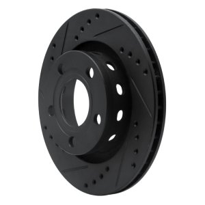 Audi A6 Brake Rotor (1) - Rear Left - R1 Concepts - Drilled & Slotted - Black - `99-`05